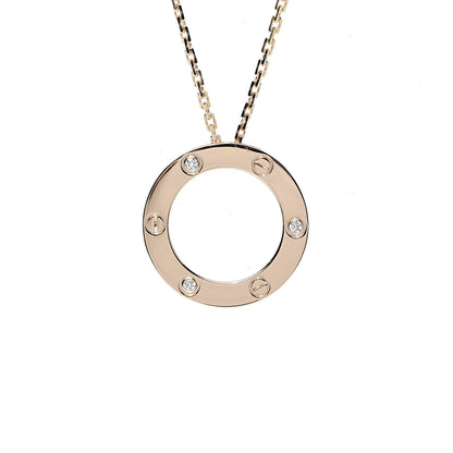 Cartier 18K Pink Gold 3 Diamonds LOVE Pendant Necklace 4 of 8