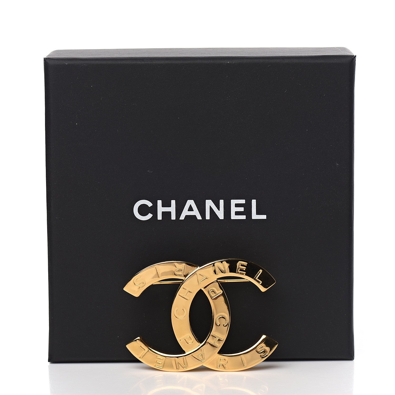 Chanel Metal Paris Button CC Large Brooch Gold 4 of 4
