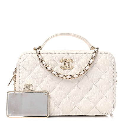 Chanel Caviar Quilted Top Handle Vanity Case White 1 of 13