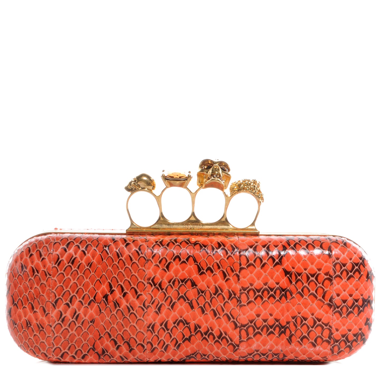 Whipsnake Skull Knucklebox Clutch Orange