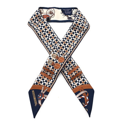 Hermes Silk Les Voitures Nouvelle Twilly Marine Caramel Black 1 of 3