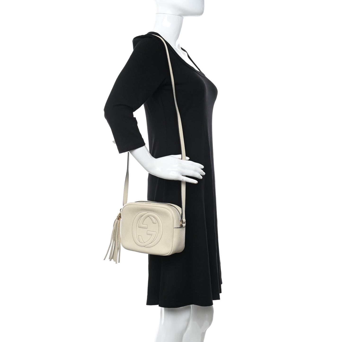 Pebbled Calfskin Small Soho Disco Bag Off White