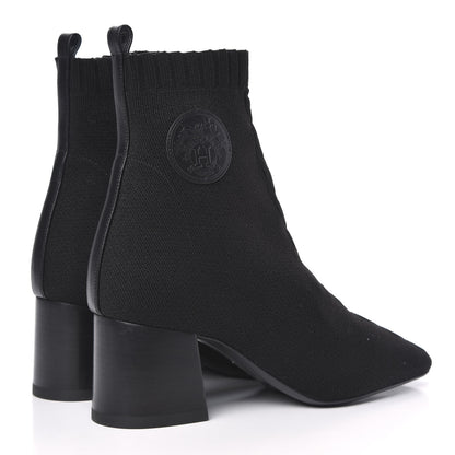 Hermes Knit Calfskin Volver Ankle Boots 37 Black 4 of 9