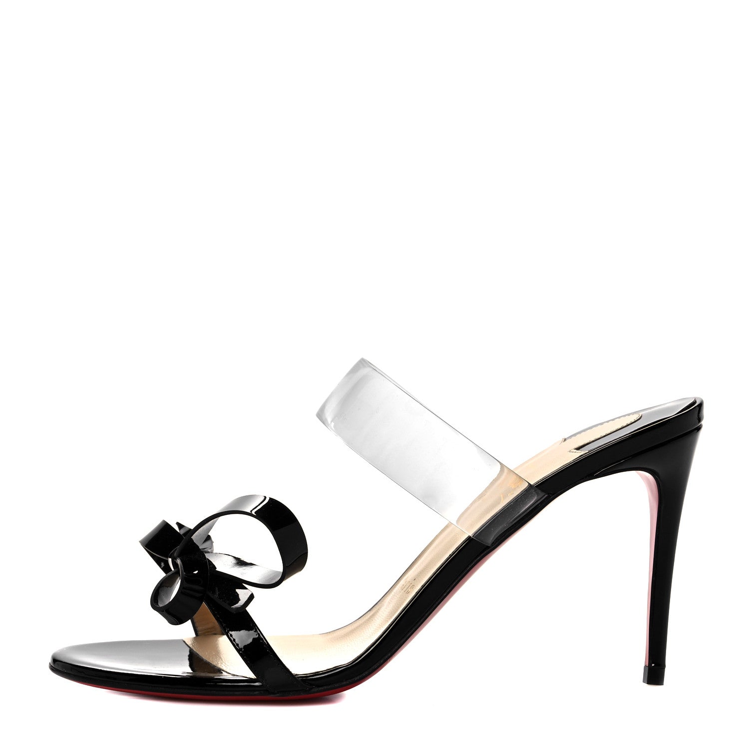 Christian Louboutin Patent PVC Just Nodo 85 Slide Sandals 38 Black 1 of 9