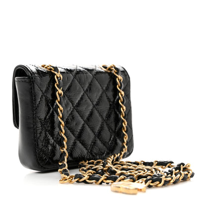 Chanel Shiny Aged Calfskin Quilted Waist Belt Bag Black 3 of 10