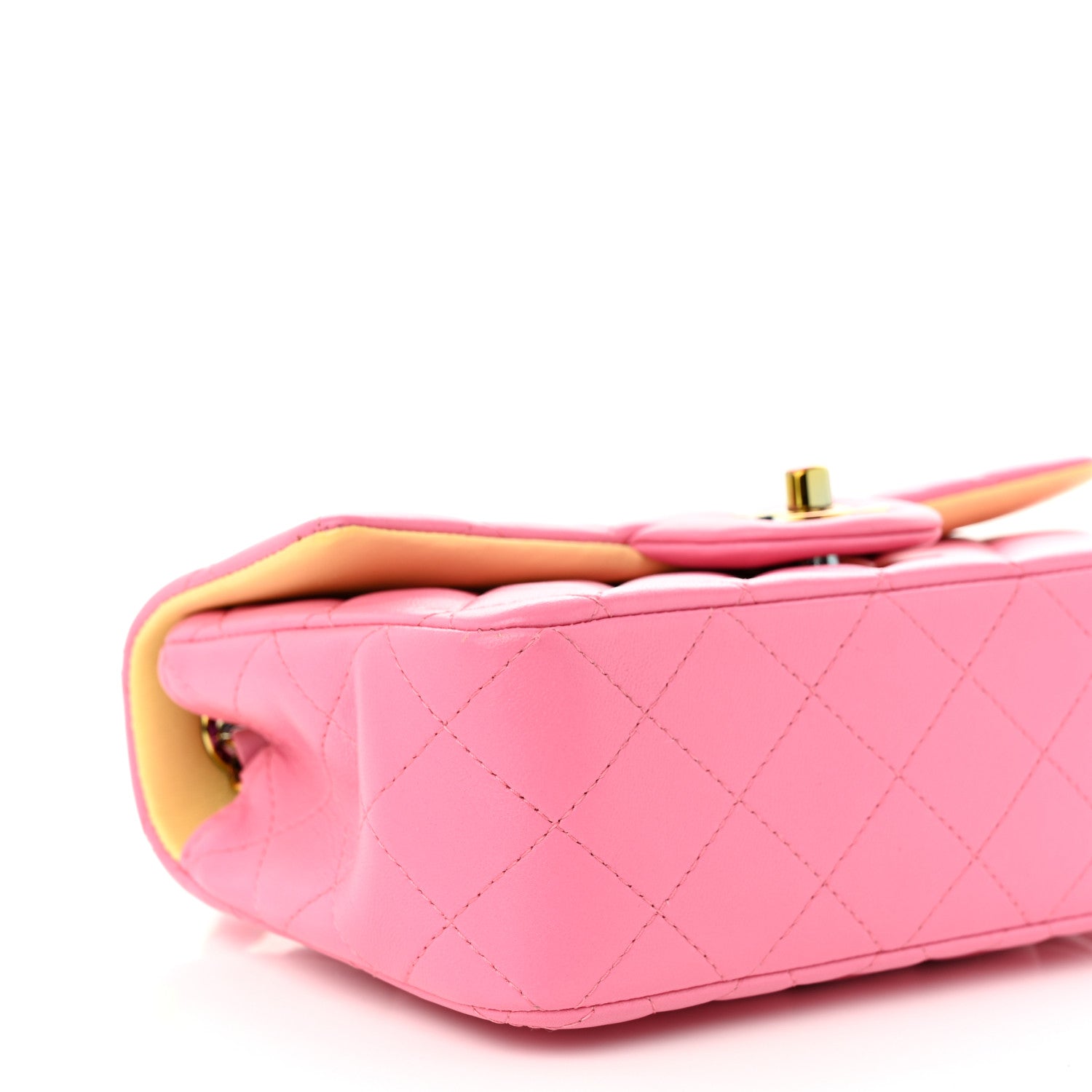 Chanel Lambskin Quilted Mini Rectangular Flap Pink Yellow 9 of 10