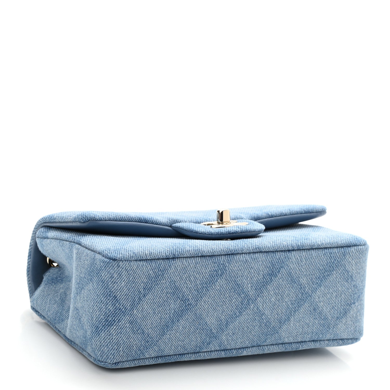 Chanel Denim Quilt Print Mini Rectangular Flap Light Blue 4 of 11