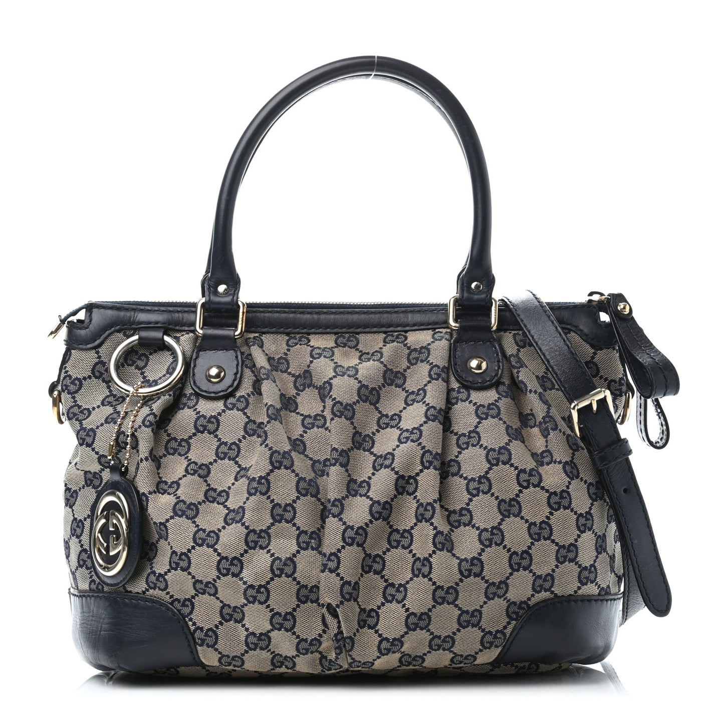 Monogram Margaux Calfskin Medium Sukey Top Handle Bag Beige Blue