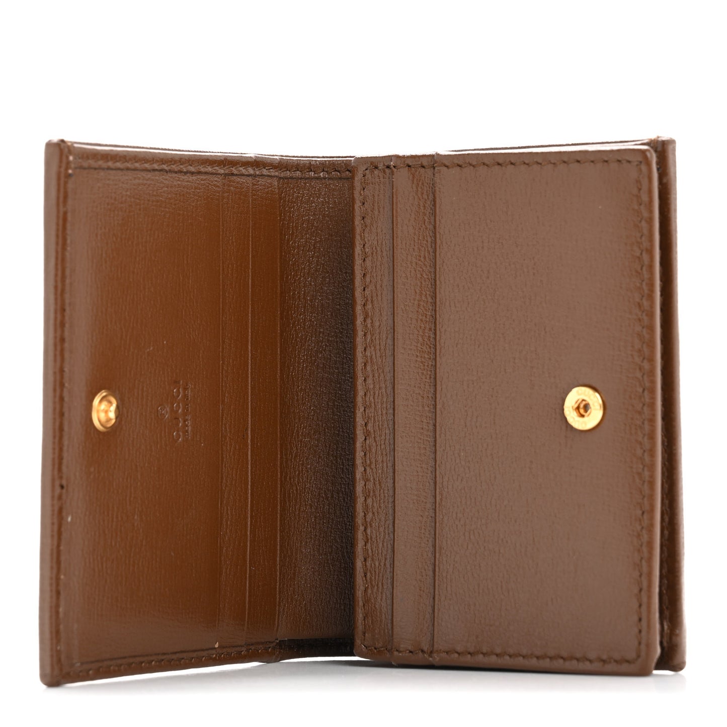 GG Supreme Monogram Horsebit 1955 Card Case Wallet Beige Ebony Brown Sugar
