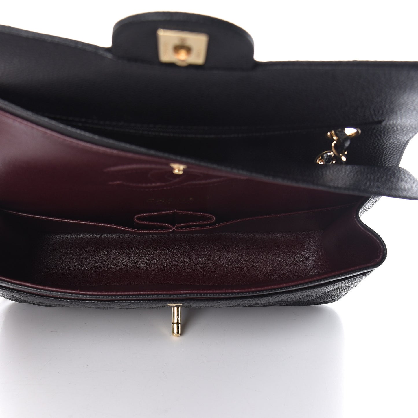 Caviar Quilted Medium Double Flap Black