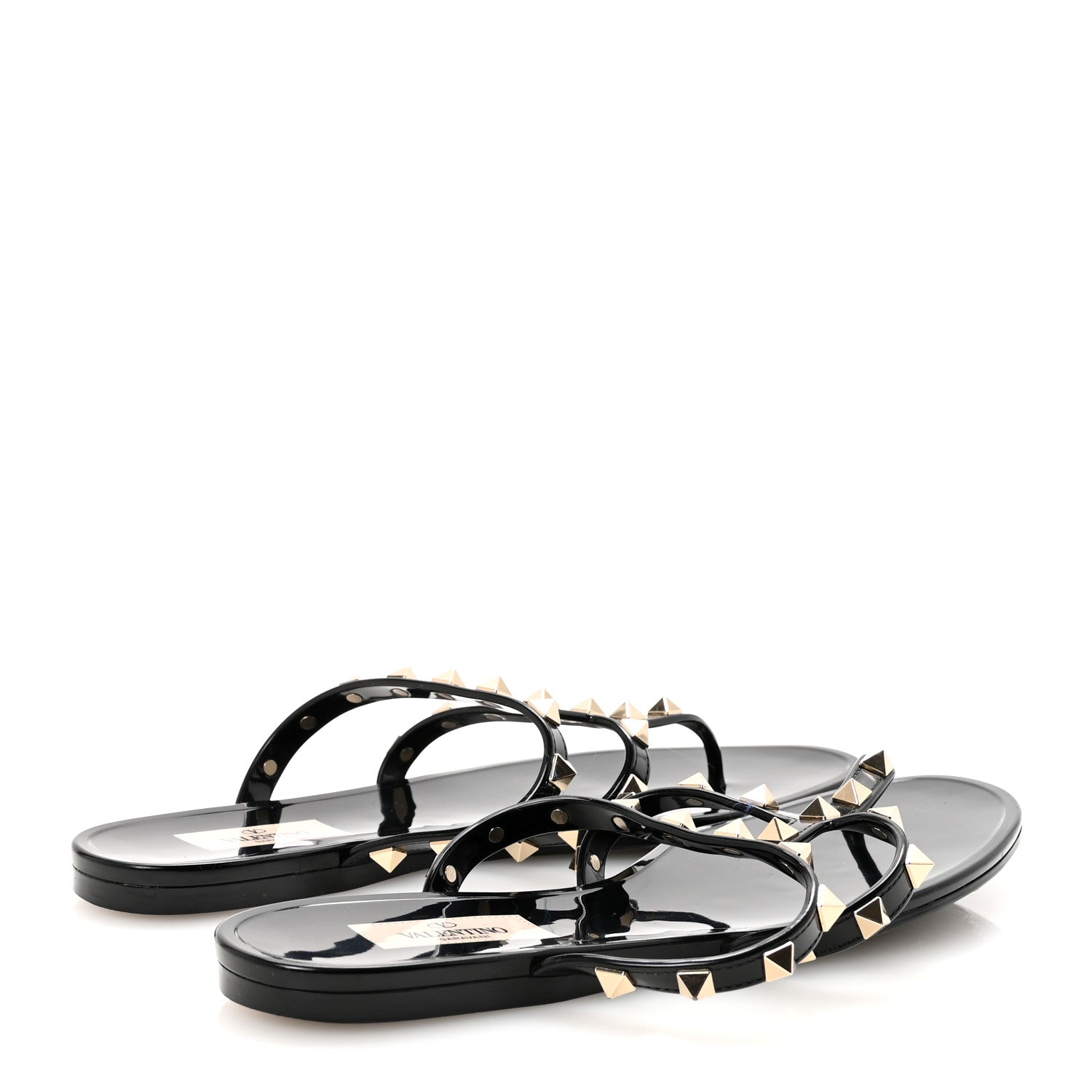 Valentino Garavani PVC Jelly Rockstud Caged Flat Thong Sandals 38 Black 5 of 8