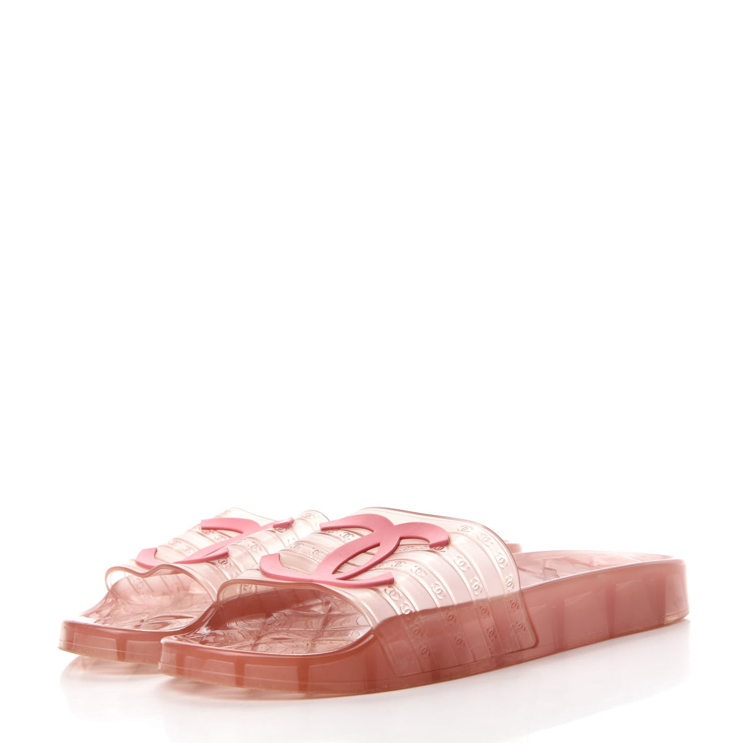 Chanel PVC Transparent CC Flat Slide Sandals 39 Pink 3 of 8