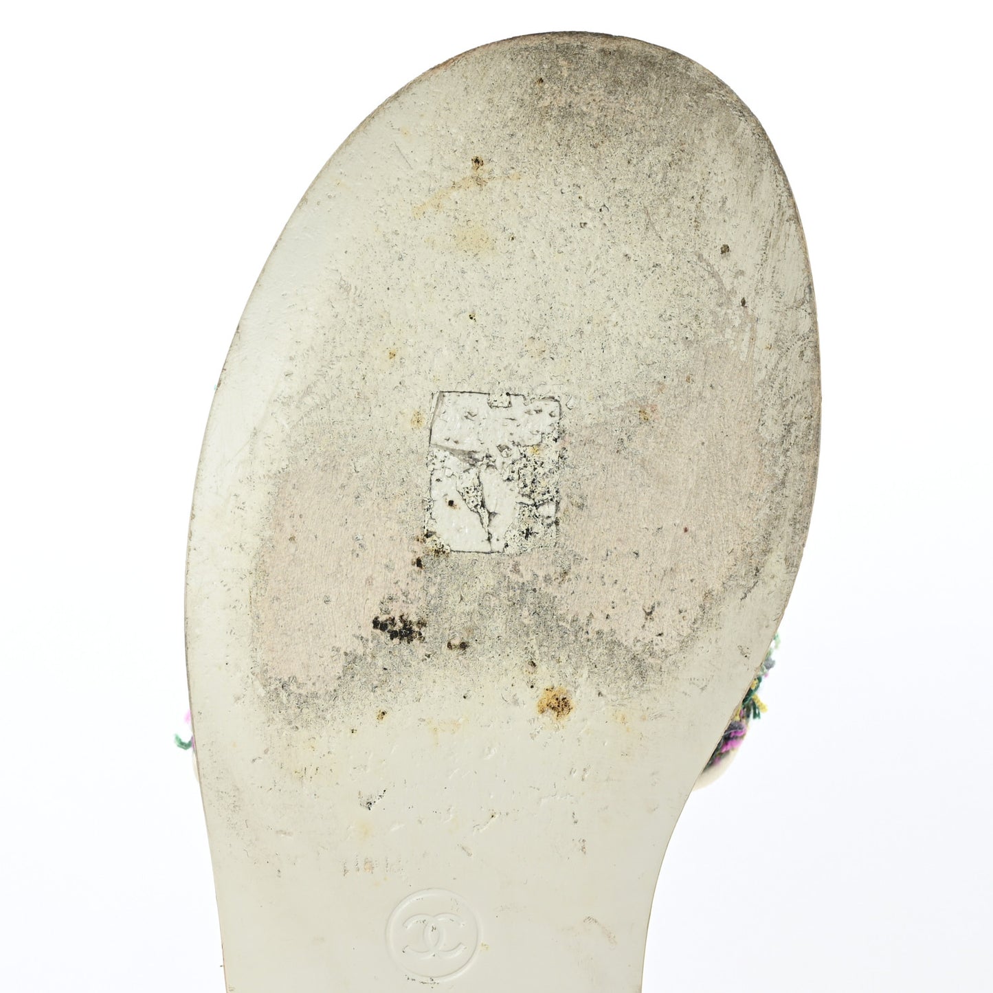 Tweed Cork Mule Sandal 39 White Multicolor