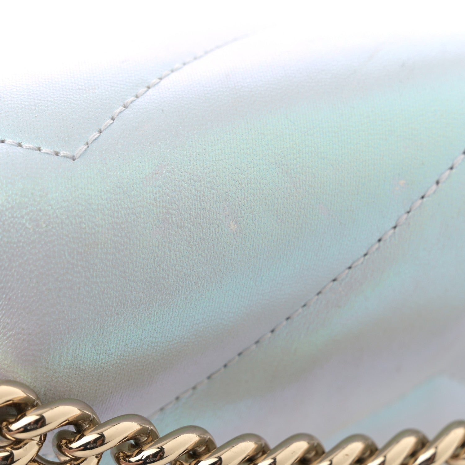 Gucci Iridescent Nappa Chevron Matelasse Small GG Marmont Shoulder Bag Iridescent Snow Light Blue 13 of 17