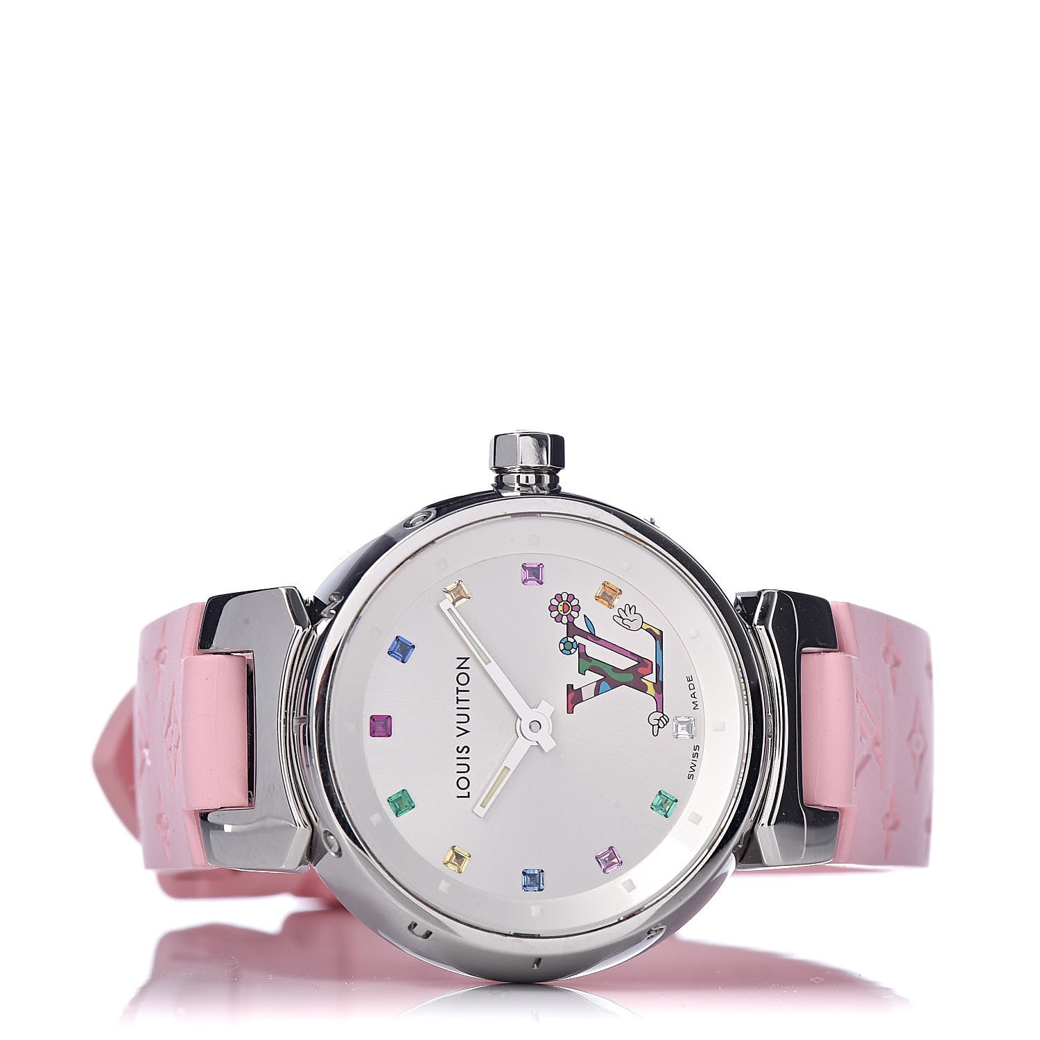 Louis Vuitton Stainless Steel Rubber 28mm Tambour Murakami Quartz Watch 3 of 8