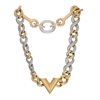 Louis Vuitton V Chain Necklace Silver Gold 1 of 4