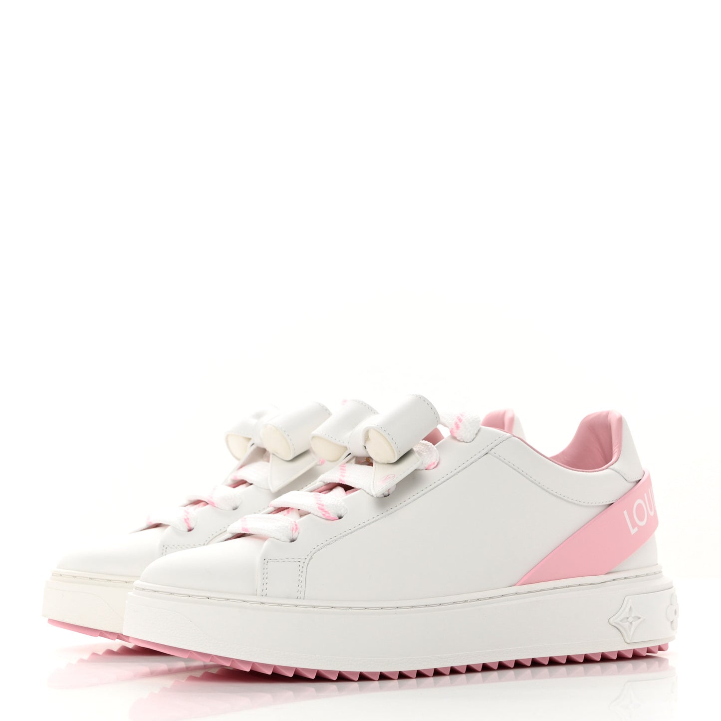 Calfskin Time Out Bow Sneakers 40 White Pink
