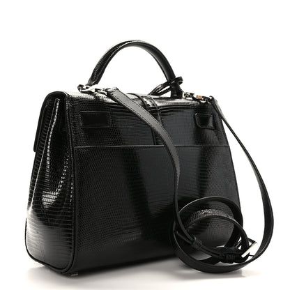 Saint Laurent Lizard Le Fermoir Top Handle Bag Small Black 3 of 9