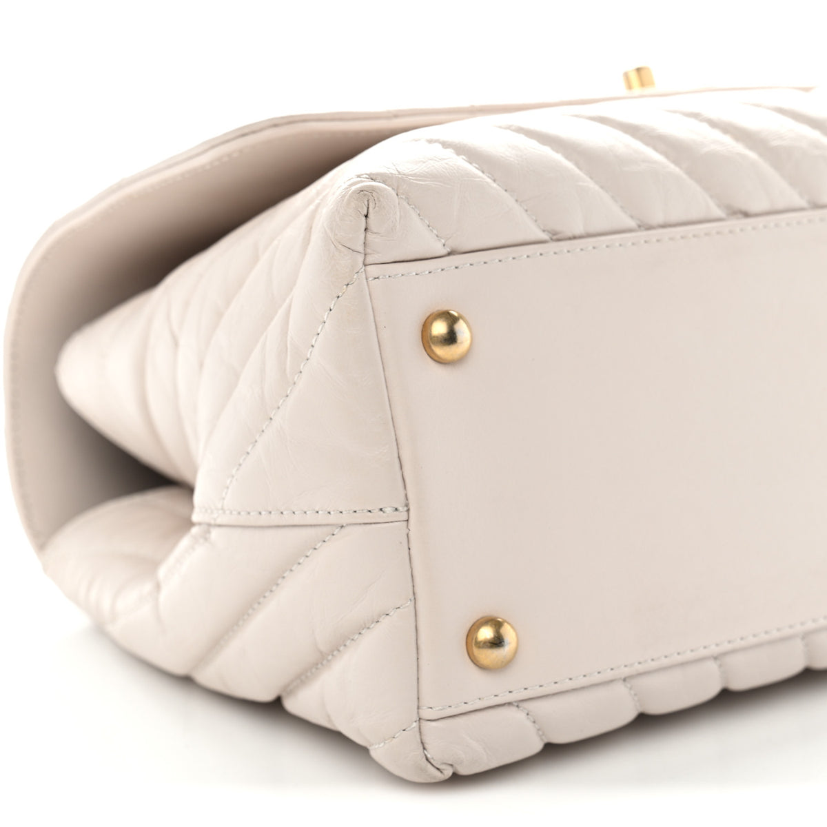 Chanel Aged Calfskin Chevron Quilted Small Coco Handle Flap Rose Pale 9 of 10