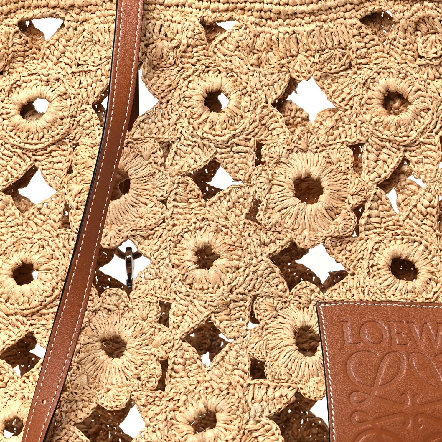 Loewe Raffia Crochet Slit Tote Bag Natural Tan 7 of 10