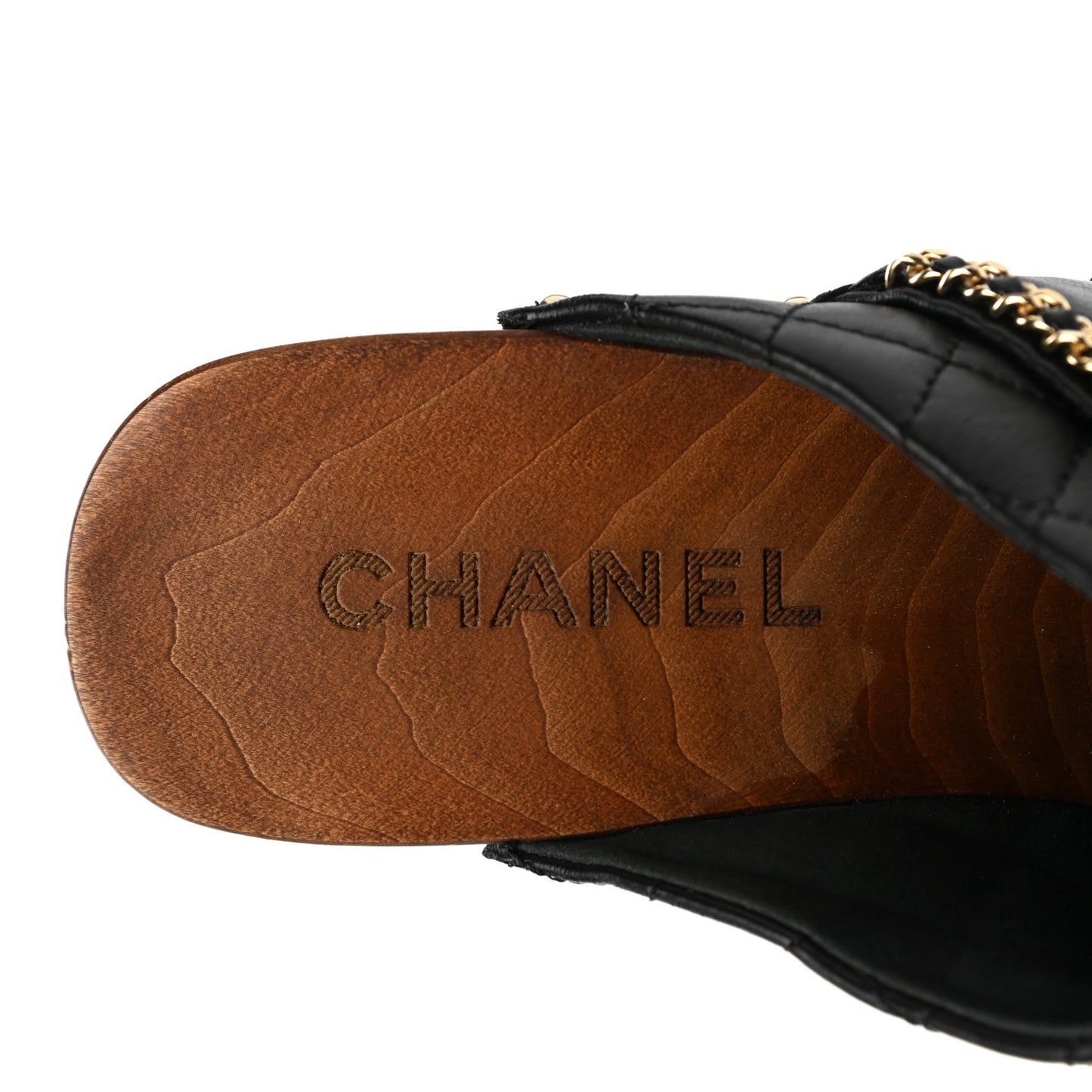 Lambskin Quilted Chain Clog Mules 38 Black