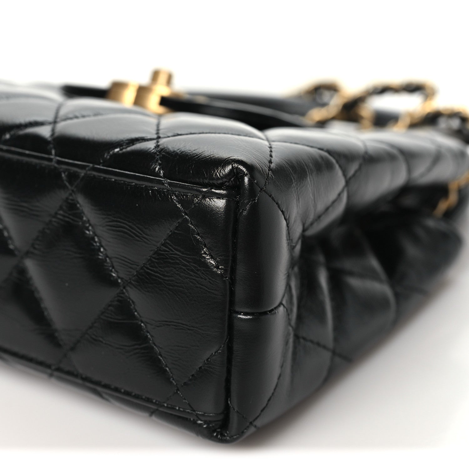 Chanel Shiny Aged Calfskin Quilted Nano Kelly Shopper Black 10 of 11