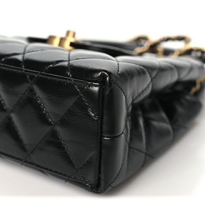 Chanel Shiny Aged Calfskin Quilted Nano Kelly Shopper Black 10 of 11