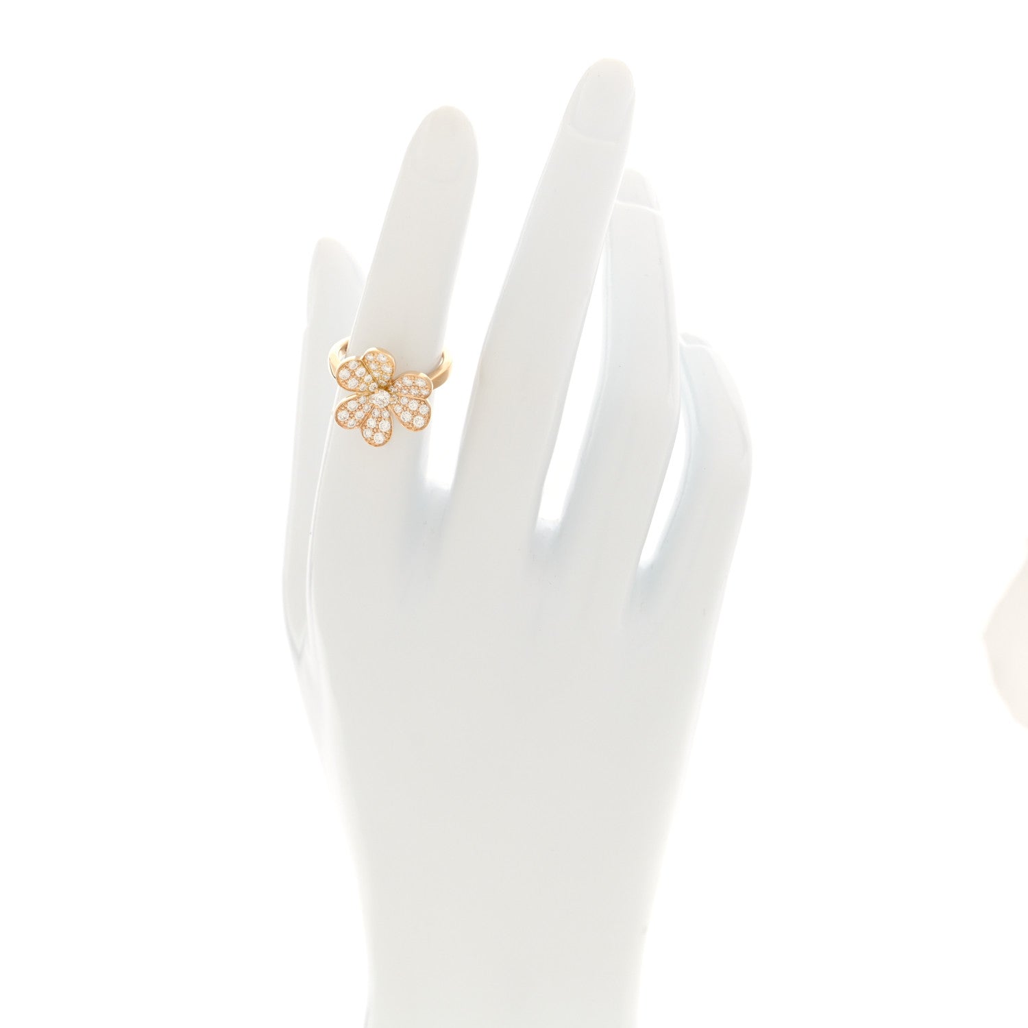 Van Cleef & Arpels 18K Yellow Gold Diamond Small Frivole Pave Ring 50 5.25 2 of 4