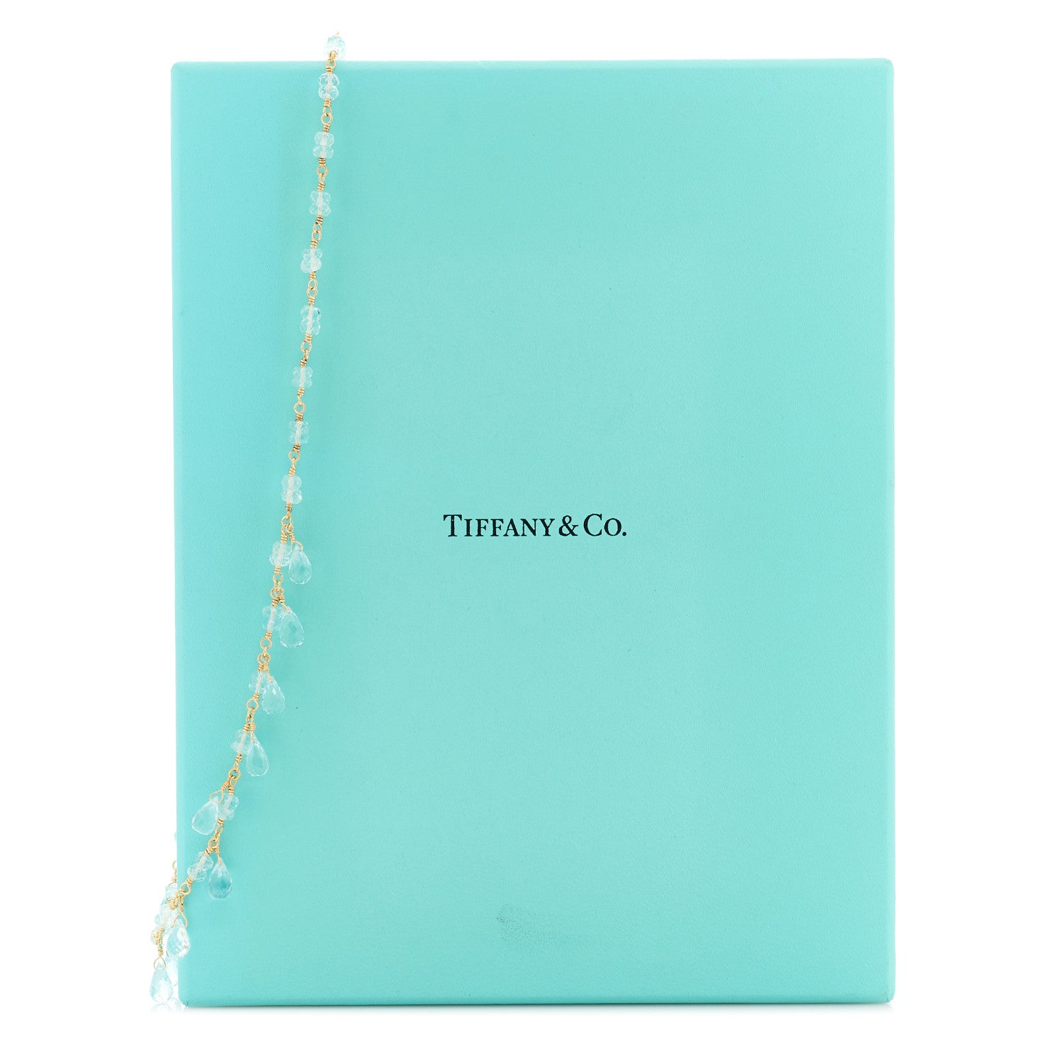 Tiffany 18K Yellow Gold Aquamarine Briolette Necklace 4 of 4