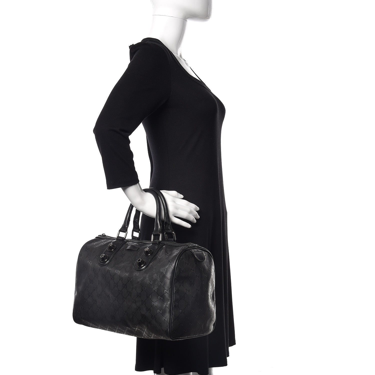 Gucci Imprime Monogram Medium Joy Stud Boston Black 2 of 12