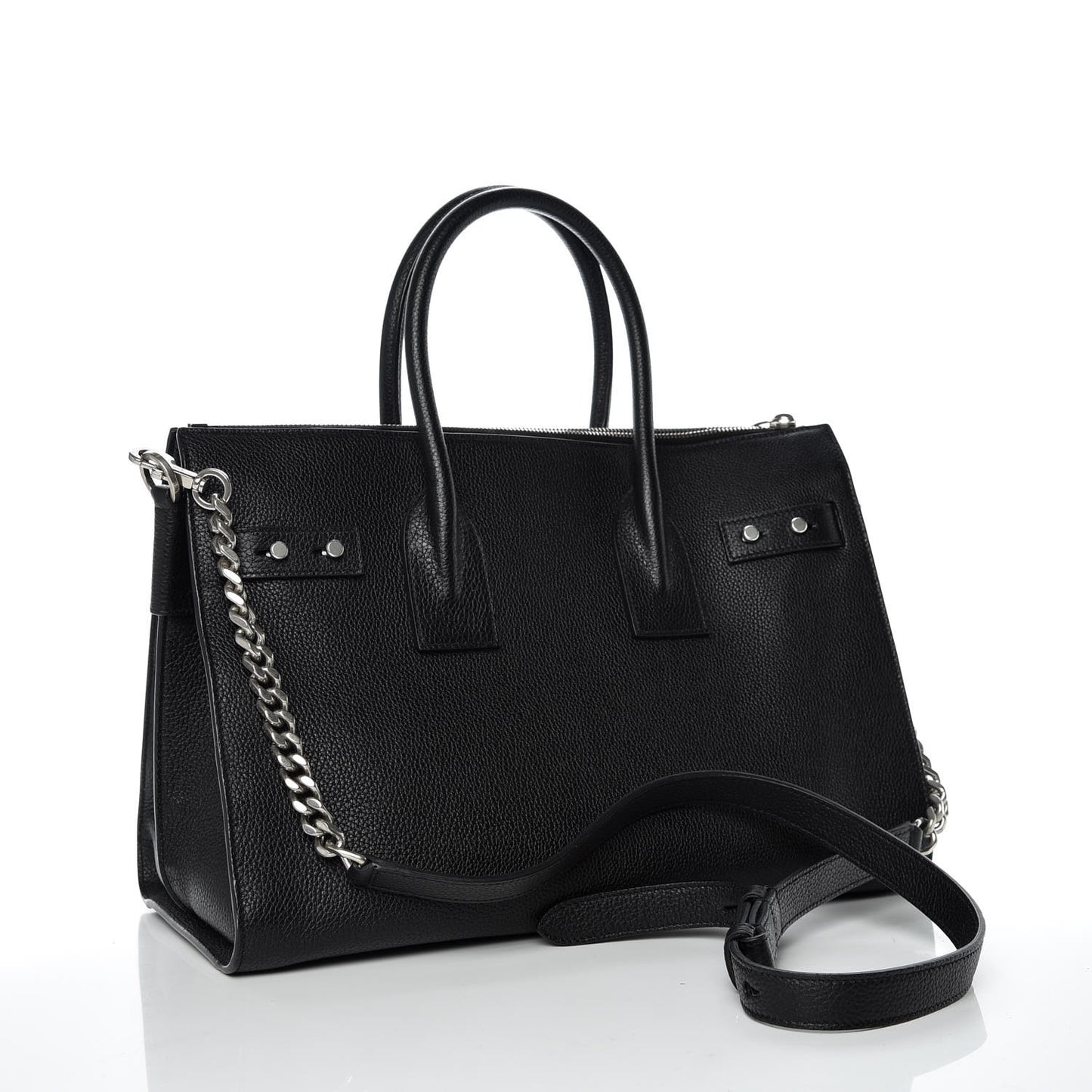 Grained Calfskin Small Supple Sac De Jour Duffle Black