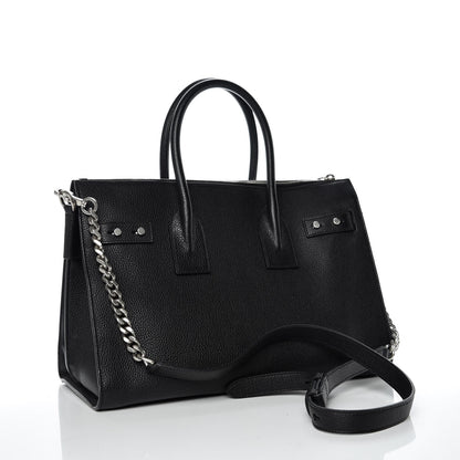 Saint Laurent Grained Calfskin Small Supple Sac De Jour Duffle Black 3 of 10