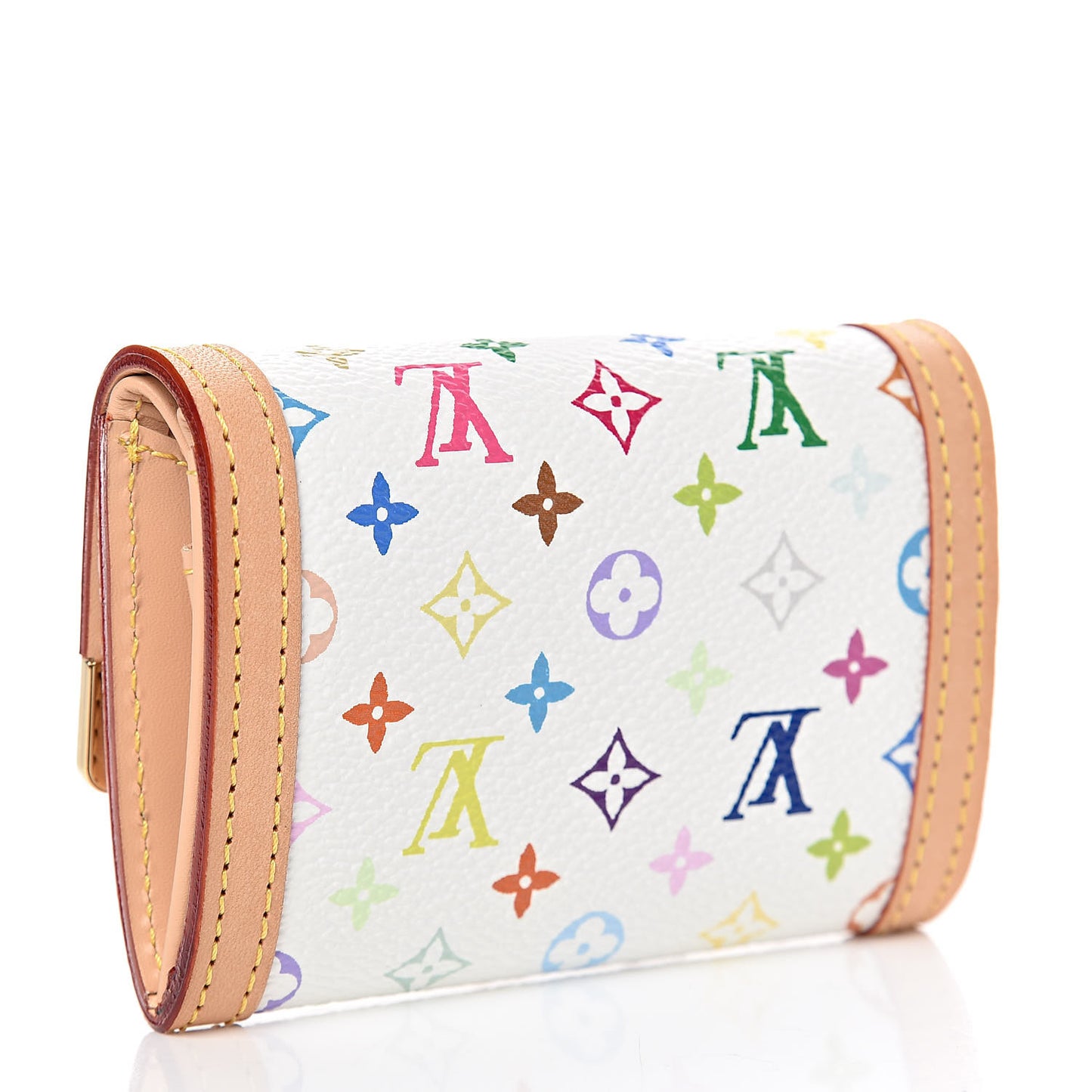 Monogram Multicolor Porte-Monnaie Plat Coin Purse White
