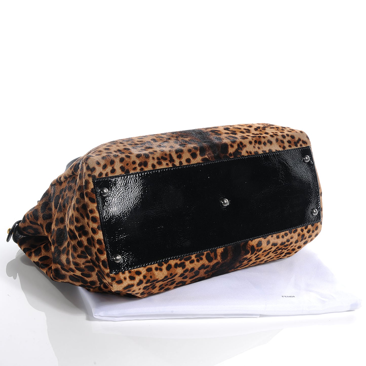 Calf Hair Leopard Print Zucca Large Peekaboo Iconic Satchel Tobacco