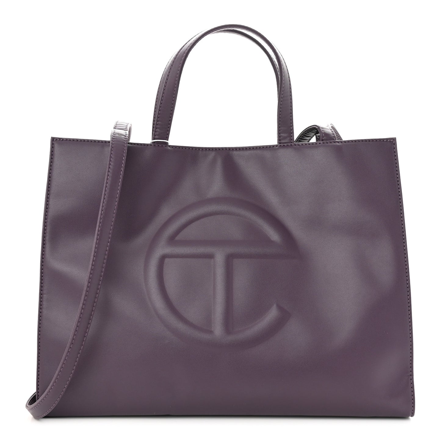 Vegan Leather Medium Shopping Bag Eggplant