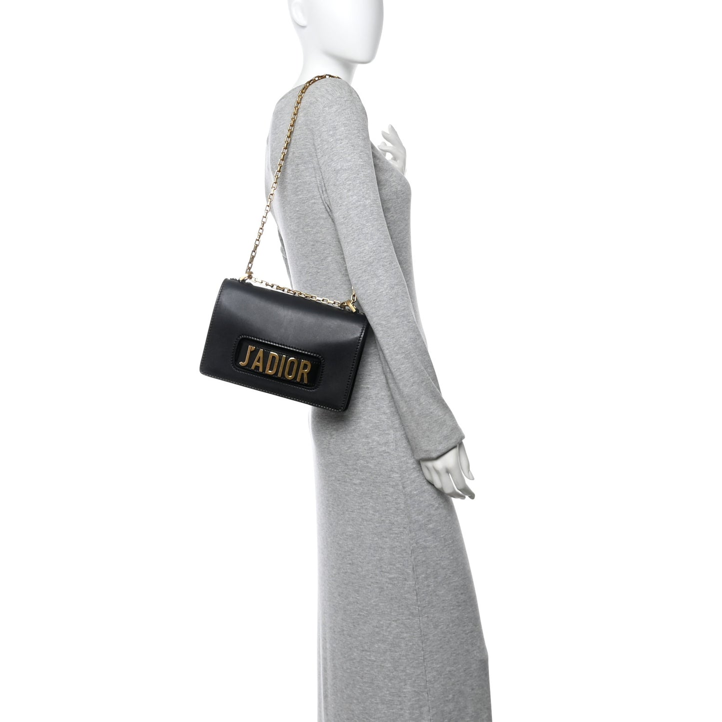 Calfskin J'Adior Chain Flap Bag Black