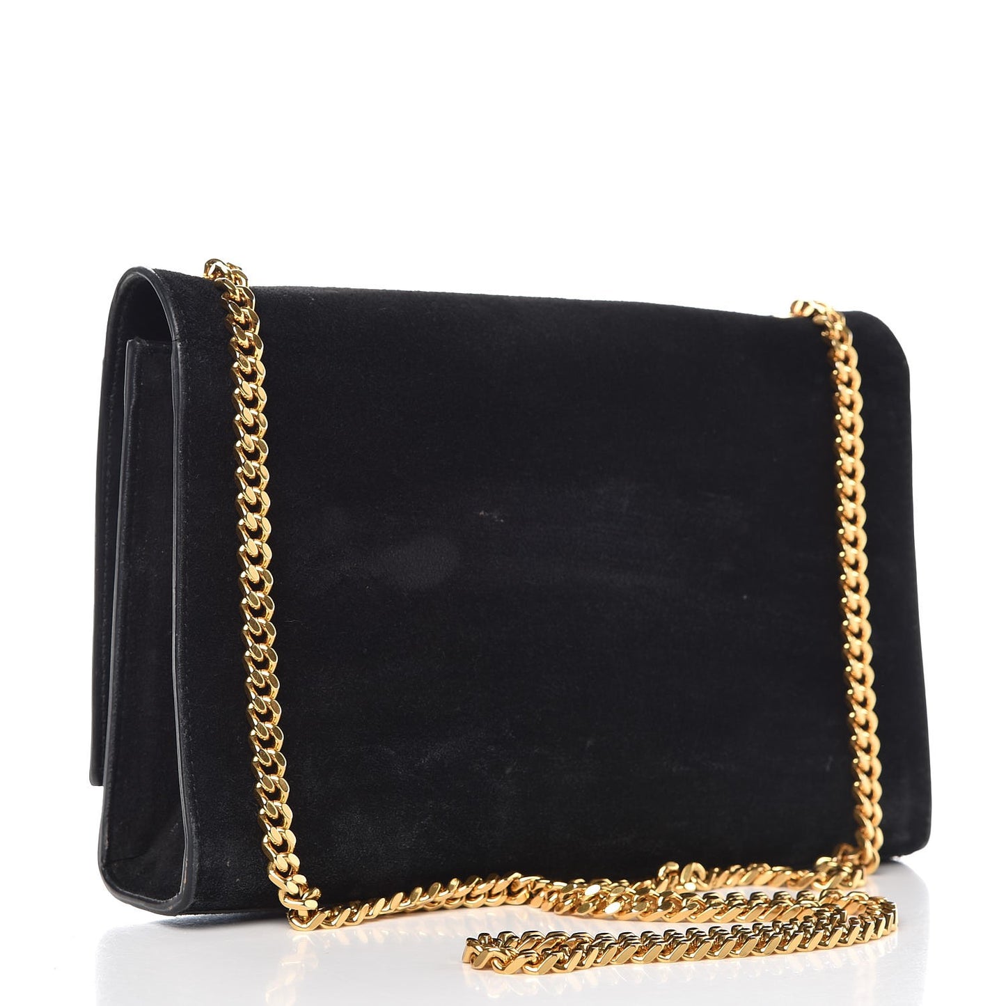 Suede Medium Classic Monogram Kate Tassel Satchel Black