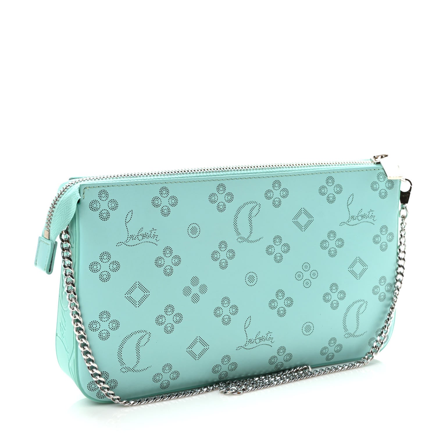 Christian Louboutin Calfskin Loubinthesky Perforated Shoulder Bag Bermuda 3 of 8