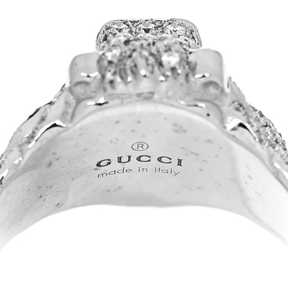 Gucci 18K White Gold Diamond Aquamarine Pave Lion Head Ring 52 6 5 of 6