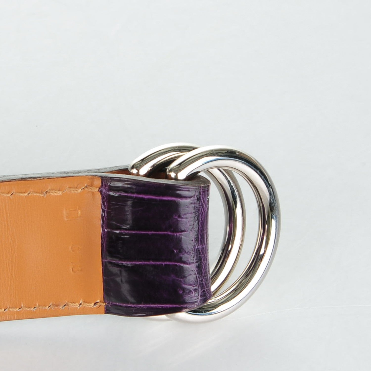Hermes Shiny Porosus Crocodile Romance Scarf Ring Amethyst 9 of 9
