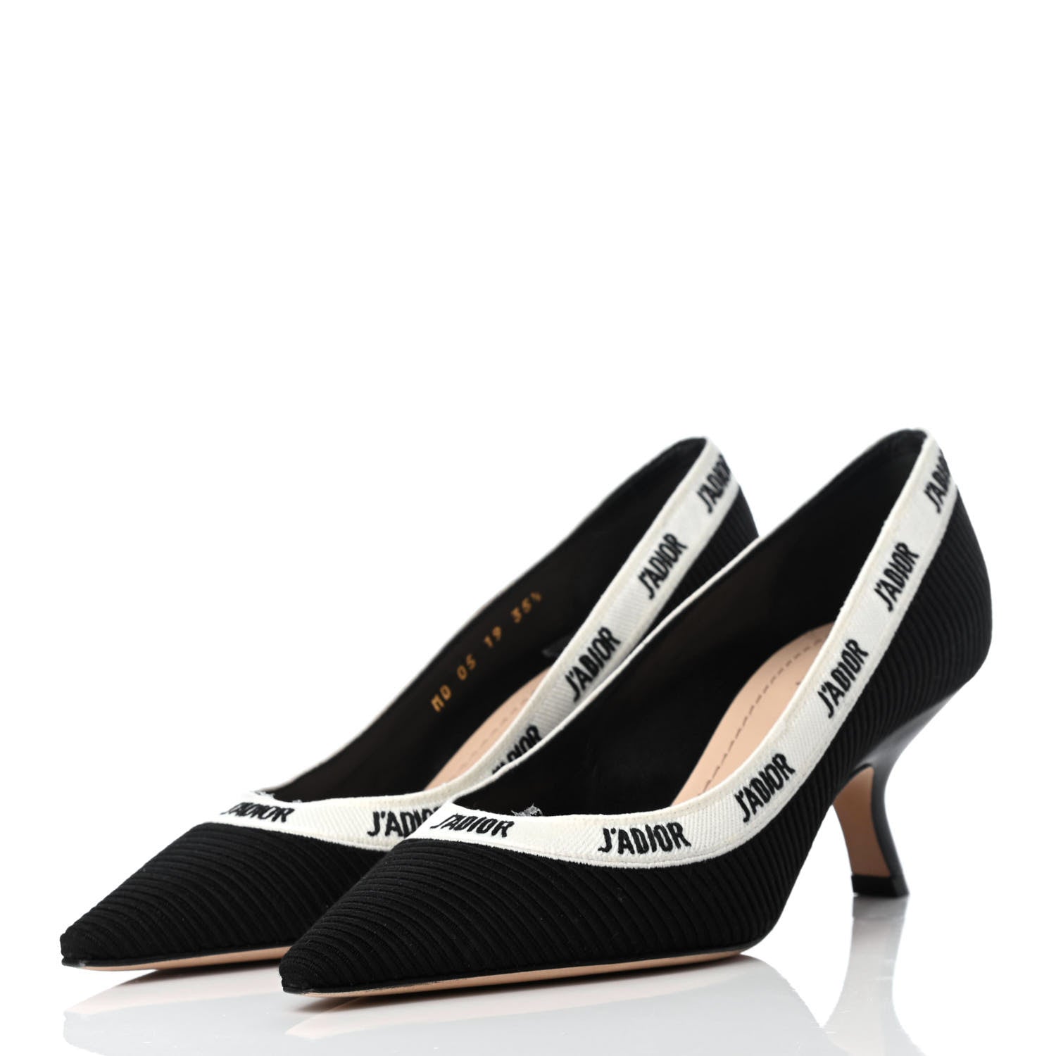 Christian Dior Technical Canvas Ribbon Embroidered J'Adior 65mm Pumps 35.5 Black 3 of 9