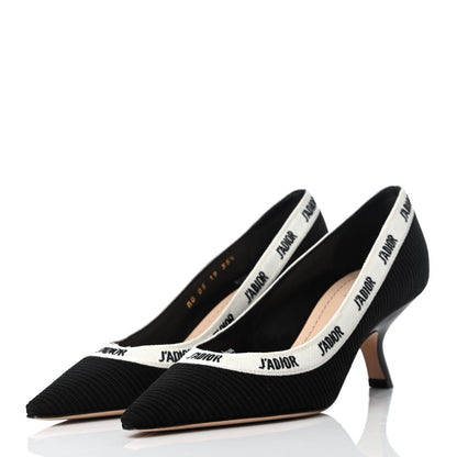 Christian Dior Technical Canvas Ribbon Embroidered J'Adior 65mm Pumps 35.5 Black 3 of 9