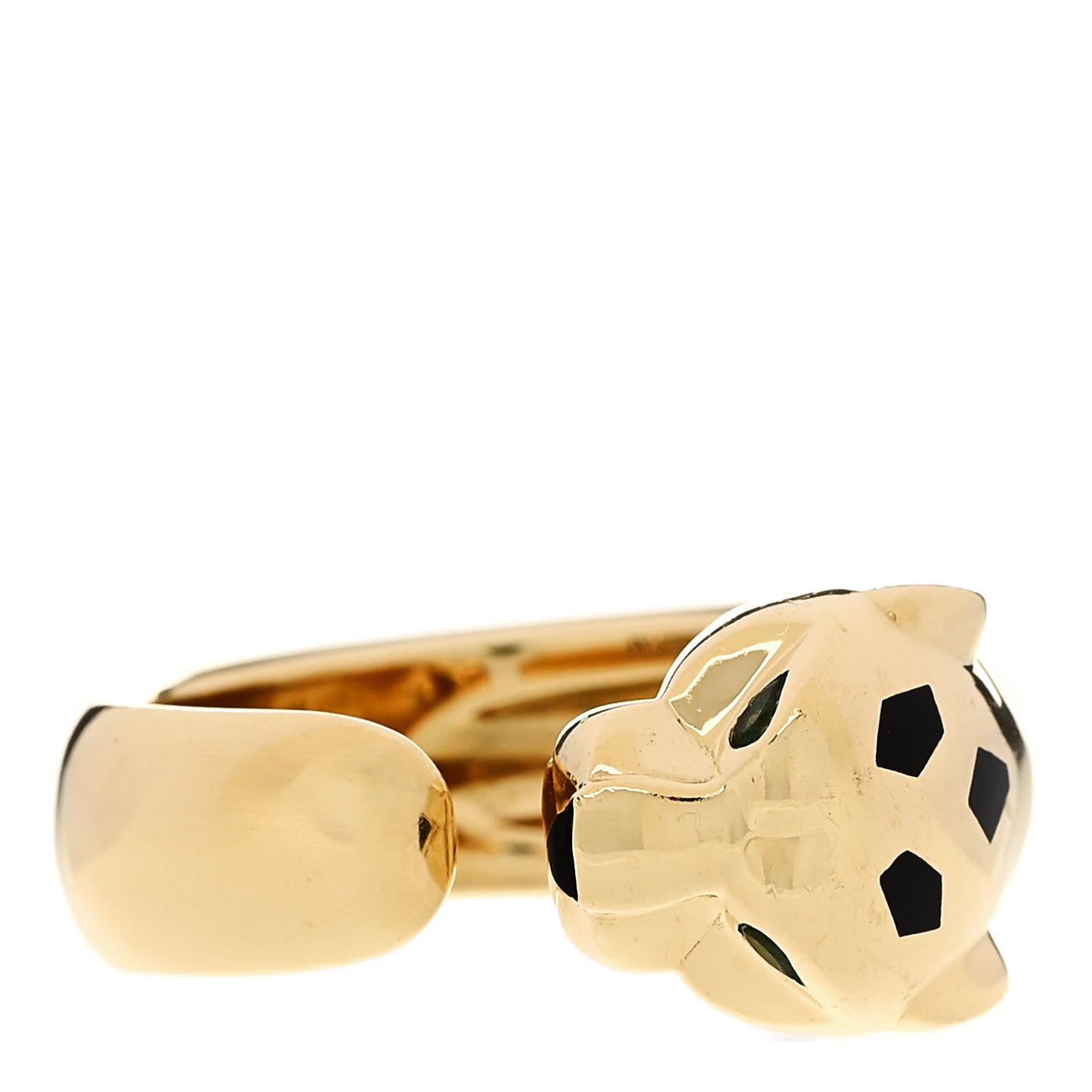 18K Yellow Gold Tsavorite Onyx 11mm Panthere De Cartier Ring 53 6.5