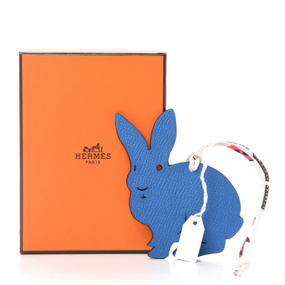 Hermes Epsom Togo Petit H Rabbit Bag Charm Bleu Zellige Gris Perle 4 of 4