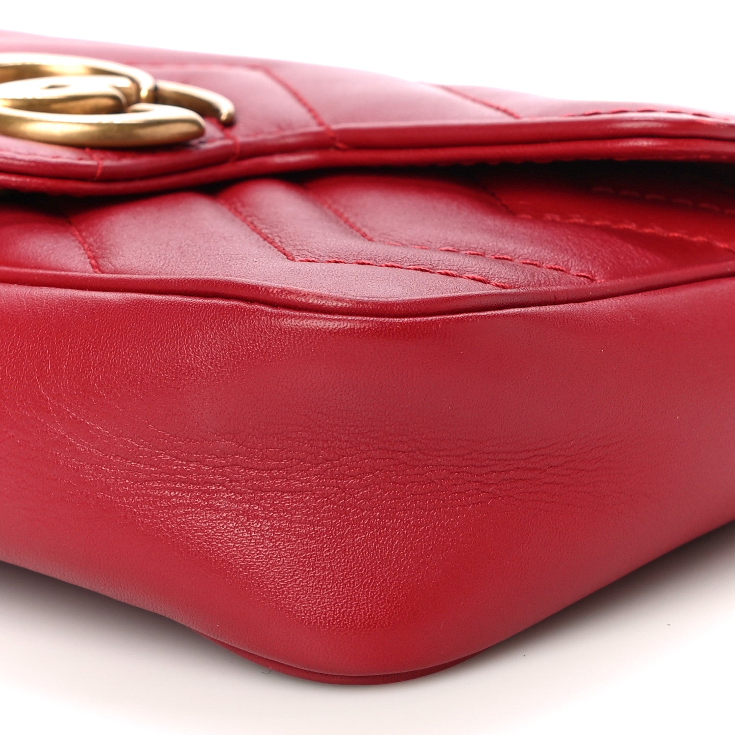 Gucci Calfskin Matelasse Super Mini GG Marmont Shoulder Bag Hibiscus Red 11 of 19