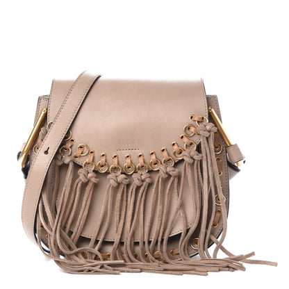 Chloe Calfskin Suede Small Hudson Fringe Shoulder Bag Motty Grey 1 of 12