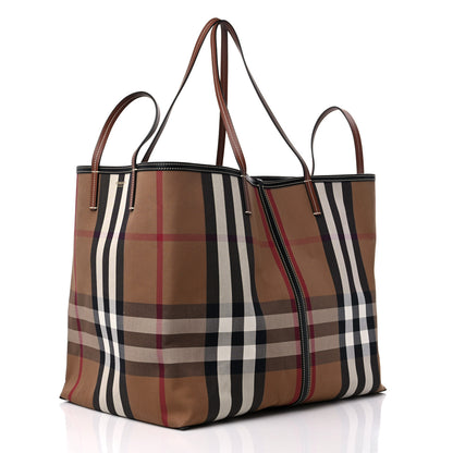 Burberry Vintage Check XL Beach Tote Dark Birch 6 of 13