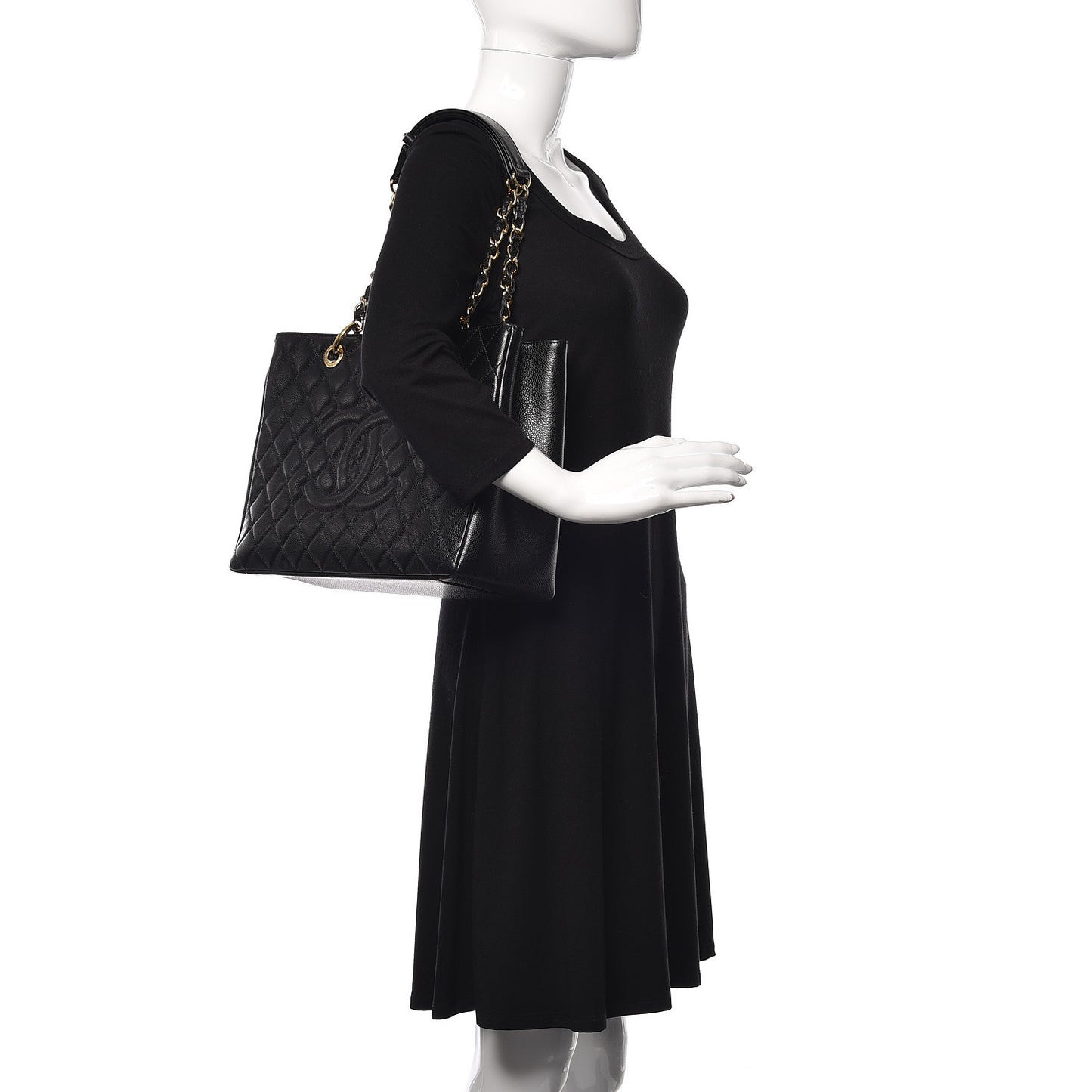 Caviar Quilted Grand Shopping Tote GST Black