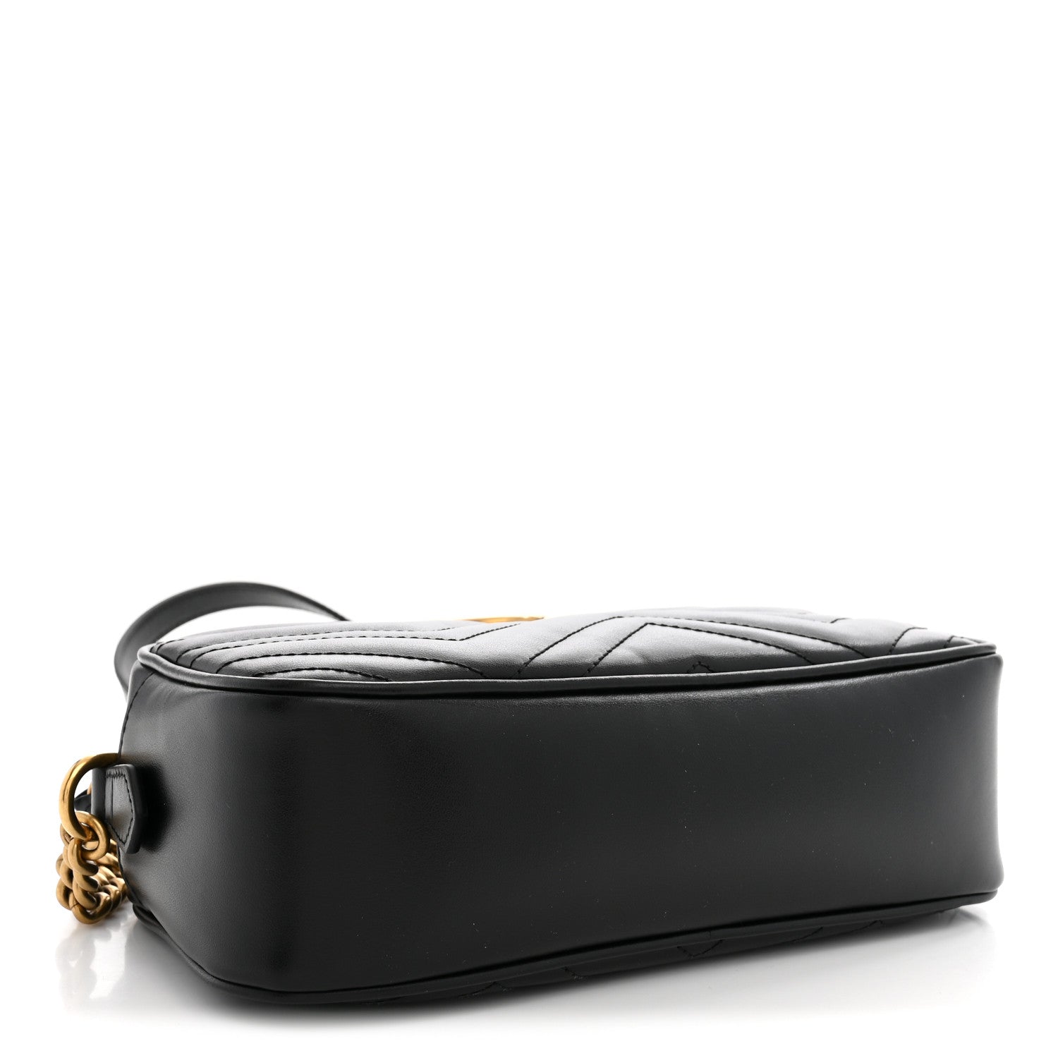 Gucci Calfskin Matelasse Small GG Marmont Chain Shoulder Bag Black 3 of 12