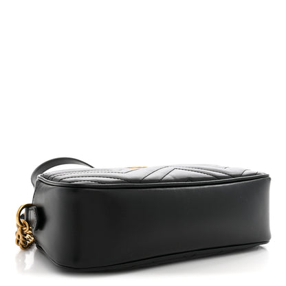 Gucci Calfskin Matelasse Small GG Marmont Chain Shoulder Bag Black 3 of 12